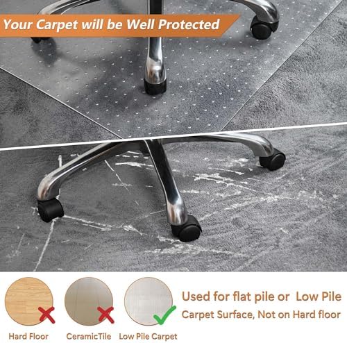 Office Chair Mat, 30" x 48" Clear Carpet Chair Mats for Low Pile Carpeted Floors Home Office, Studded Floor Mat for Office Chair on Carpet - Image 2
