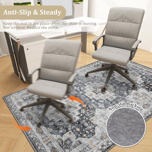 chakme Office Chair Mat for Hardwood Floor, 48"x36" Easy Glide Computer Desk Mat Protector for Rolling Chair Under Desk Rug Nonslip Backing, Machine Wash, (Boho) - Image 5