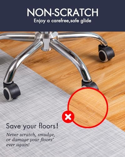 BARoyal Office Chair Mat for Hardwood Floor Under Desk Computer Rolling Chair Mat for Wood/Tile Floor Non-Slip Heavy Duty Desk Rug PVC Plastic Hard Floor Protector 46"x 60" (Mist) - Image 2