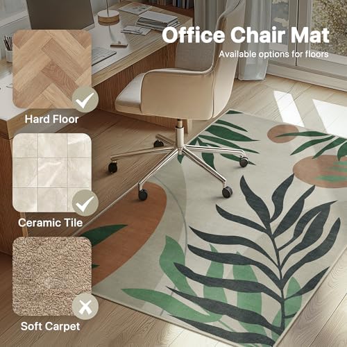 48"x60" Office Chair Mat for Hardwood Floor, Non-Slip Washable Beige Grey - Image 3