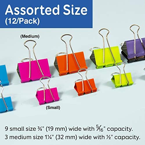 BAZIC Products Assorted Size Binder Clips, Assorted Colors, 12 Ct, 24-Box - Image 2