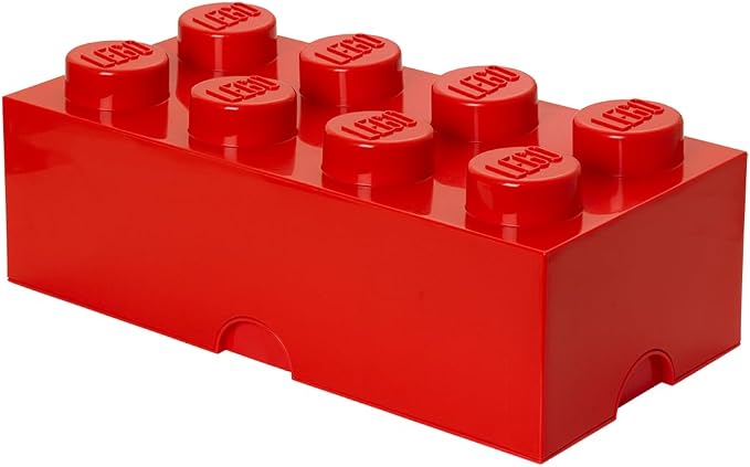 Room Copenhagen, LEGO Brick Box Stackable Storage Containers - Organizational Building Blockss - 19.69 x 9.84 x 7.09 Inches - Brick 8, Bright Red | Large 19.69 x 9.84 x 7.09 in Plastic Bin, Organizational Building Block for Toy Bricks, PVC Free Polypro... by ROOMCopenhagen