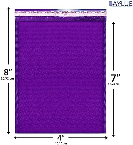 Purple Bubble Mailers 4x8, Self Seal Poly Padded Envelopes #000, 500 Pack - Image 2