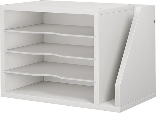 Creso hom Mail Sorter, File Organizer Desktop, Wood Desk Organizer with 3 Adjustable Shelves, Mail Holder for Office, Home, Letter Sorter File Holders for Envelopes, Mail Supplies Magazines, White | Mail Sorter, File Organizer Desktop, Mail Holder for ... by Cresohom