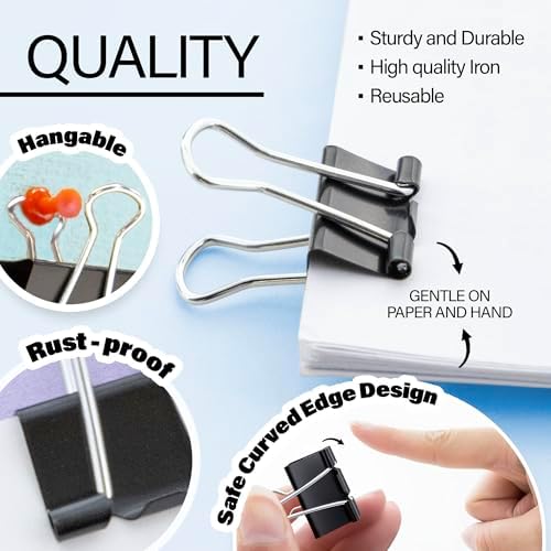 BAZIC Products Small Binder Clips, Black, 3/4 in (19 mm), 20 Ct, 24-Box - Image 3