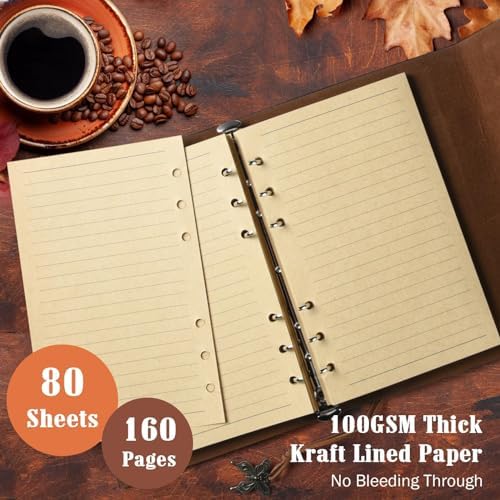 10 Pack PU Leather Journal Notebook, Refillable Journal Bulk, Vintage Travel Journals for Writing, Gift Diary Journal for Women, Men, Girls, 100GSM Lined Paper, Each 160 Pages & 2 Pockets (A6, 5"x7" ) - Image 4