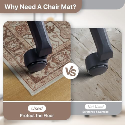 48"x60" Office Chair Mat for Hardwood Floor, Non-Slip Washable Brown Red - Image 4