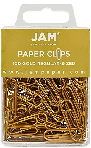 JAM PAPER Colored Standard Paper Clips - Regular 1 Inch - Gold Paperclips - 100/pack by JAMPaper