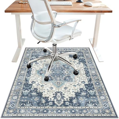 36"x48" Office Chair Mat for Hardwood Floor, Non-Slip Washable Navy by BESBLEE