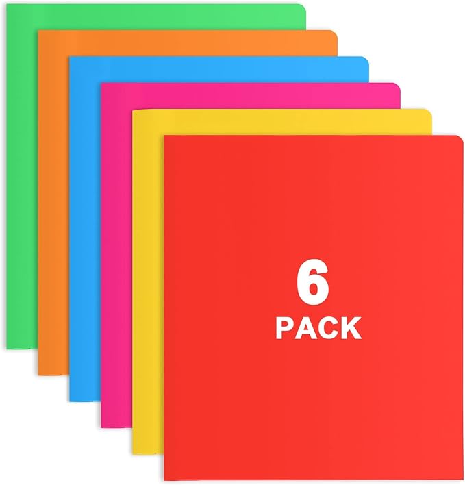 HABGP Plastic Folders with Pockets, 6 Color Heavy Duty Two Pocket Folders | Business Card Holder, for Office, High School - Image 8