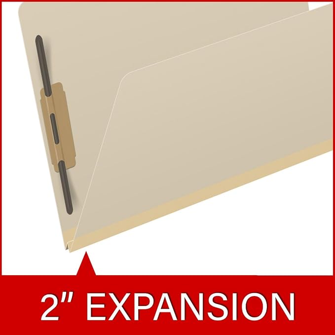 Top Tab Pressboard Folders, Legal Size, 2" exp, Fasteners Pos #1 & #3, Manila (Box of 25) - Image 7