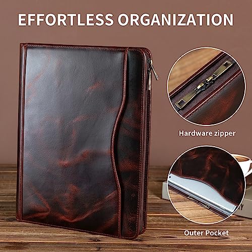 YIWEN Personalized Leather 3 Ring Binder Portfolio for 8.5 x 11” Notepad - Image 3