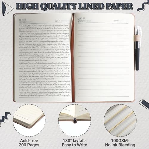Estune 10 Pack Lined Journal Notebook A5 Tree of Life Hardcover Leather Journal with 10 Pen, College Ruled Notebook for Travel, Business, Work, Office, School Note Taking Diary(Morandi Color) - Image 6
