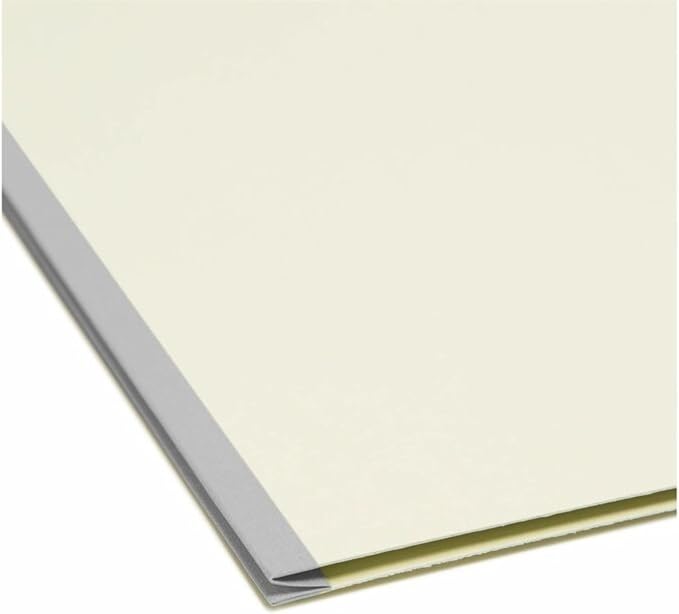 Smead 100% Recycled Pressboard Fastener File Folder, 2 Fasteners, 1/3-Cut Tab, 1" Expansion, Letter Size, Gray/Green, 25 per Box (15003) - Image 4