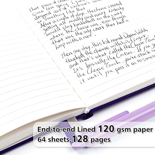 feela 24 Pack Journal Notebook Bulk for Work, Business Notebook Hardcover Lined Writing Journal with Pen Holder for Men Women Note Taking, with 24 Black Pens, 120 GSM, 5.1”x8.3”, A5, Purple - Image 3