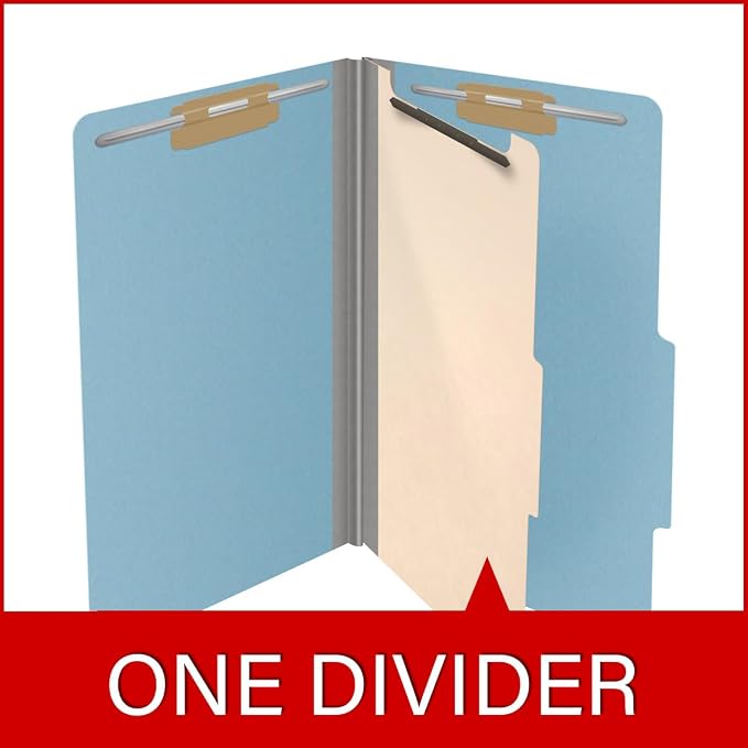 25 Pt. Pressboard Classification Folders, 2/5 Cut ROC Top Tab, Legal Size, 1 Divider, Light Blue (Box of 10) - Image 8
