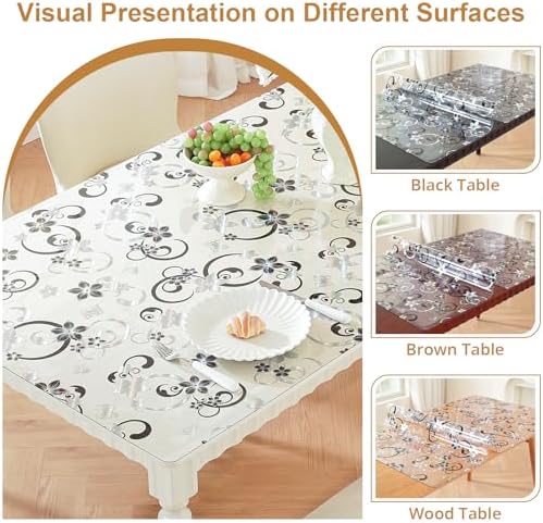 LovePads Floral Table Cover Protector 36 x 60 Inch, 1.5mm Thick Plastic Mat - Image 5