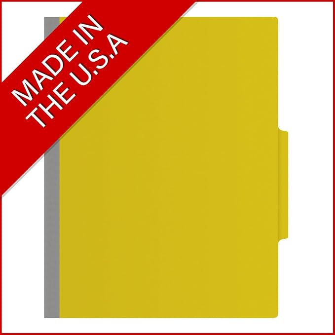 25 Pt. Pressboard Classification Folders, 2/5 Cut ROC Top Tab, Letter Size, 1 Divider, Yellow (Box of 10) - Image 5
