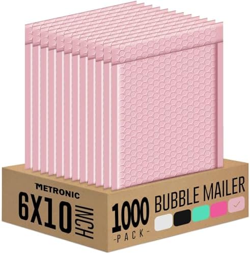 Metronic 1000 Pack Bubble Mailer 6x10 Inch Light Pink Padded Envelopes Bulk by METRONIC