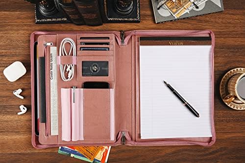 Pink Leather Portfolio for Women, Resume Portfolio Folder with Zipper, Customized Portfolio, Personalized Executive Portfolio Organizer, Vegan Leather Padfolio for Women, Custom - Image 5