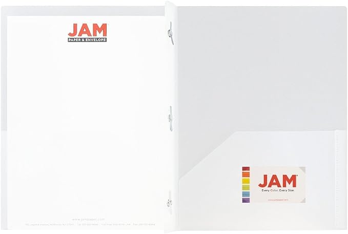 JAM PAPER Plastic Color POP Folders - 2 Pocket Durable Folders with Metal Prongs Fastener Clasps - Assorted Business Colors - 6/Pack - Image 6