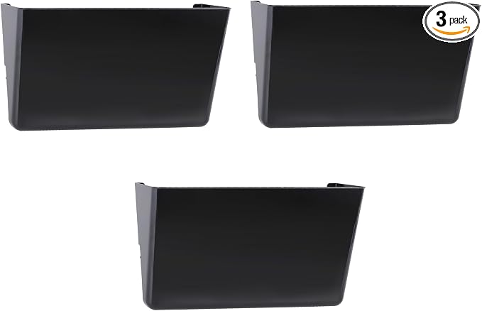 3 Pack Black Plastic Single Pocket Hanging File Organizer, Wall Mount Paper Mails Magazines Holder, Mounted Folder Bins for Office School and Home, 12.99x4.13x7.48 inches by EASEPRES