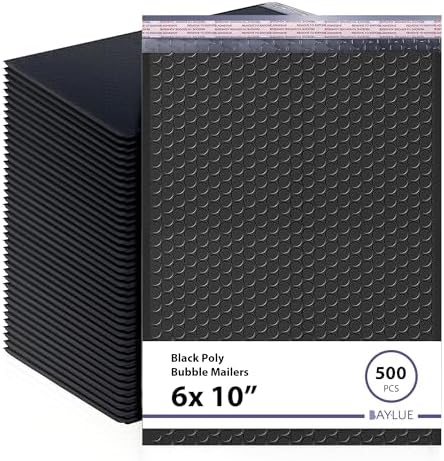 Black Bubble Mailers 6x10, Poly Padded Envelopes #0, 500 Pack Bulk by BAYLUE