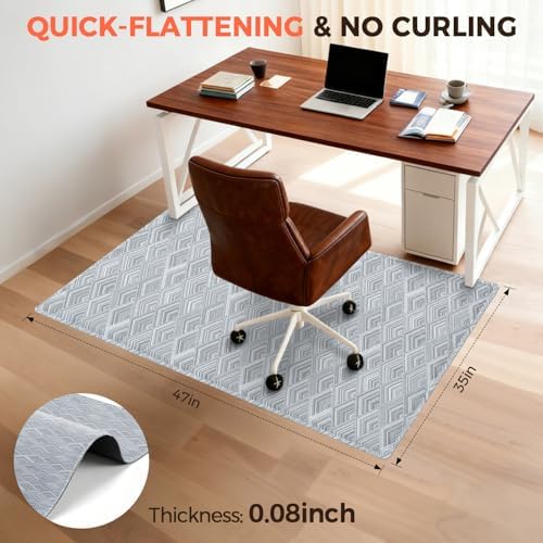 BAGAIL Office Chair Mat for Hardwood Floor, 35"x47" Heavy Duty Computer Chair Mat - Fast Flat & Smooth Glide - Non-Slip Desk Chair Floor Protector for Home Office - Gray Diamond - Image 4