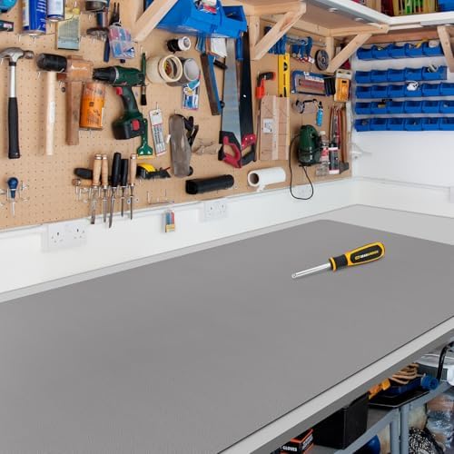 Light Gray Plastic Table Cover Protector, 42" x 60" PVC Desk Pad Mat by FURKIT