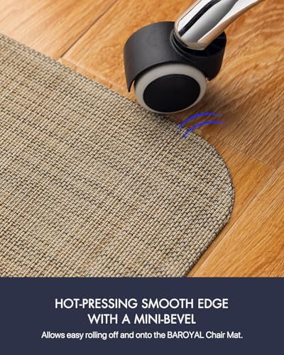 BARoyal Office Chair Mat for Hardwood Floor Under Desk Computer Rolling Chair Mat for Wood/Tile Floor Non-Slip Heavy Duty Desk Rug PVC Plastic Hard Floor Protector 30" x 48"(Linen) - Image 5