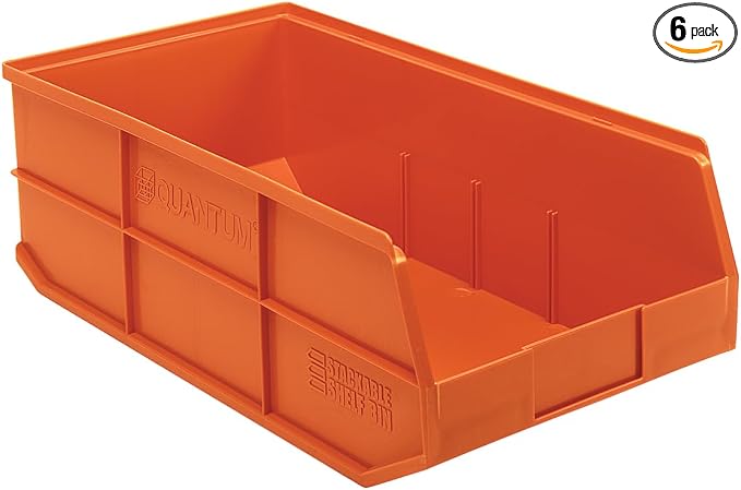 Quantum Storage SSB485 Stackable Shelf Bins Part Organizer - 20-1/2" x 11" x 7" - 6 Pack by QuantumStorageSystems