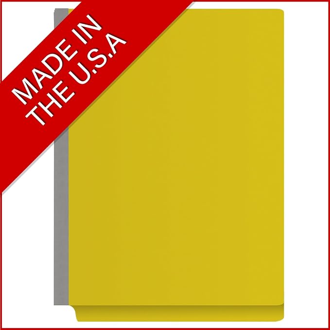 25 Pt. Pressboard Classification Folders, Full Cut End Tab, Letter Size, 2 Dividers, Yellow (Box of 10) - Image 5