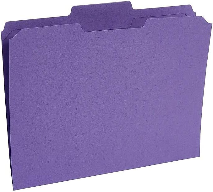 Staples Reinforced File Folders, 1/3-Cut Tab, Letter Size, Purple, 100/Box (ST508945-CC) - Image 2