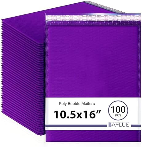 Purple Bubble Mailers 10.5x16, Self Seal Poly Padded Envelopes #5, 100 Pack by BAYLUE