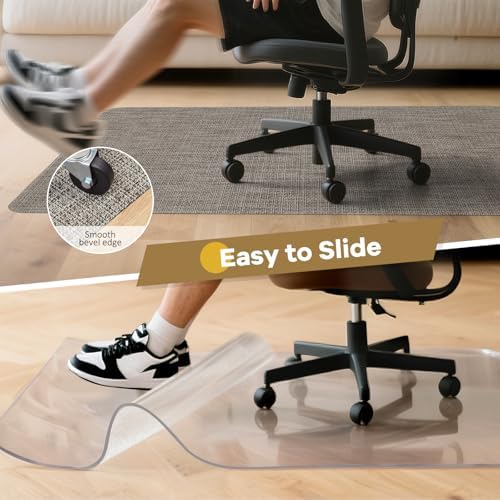 BesWin Large Office Chair Mat for Hardwood Floor, 48" x 60" Desk Floor Mat for Rolling Chair, Heavy Duty Anti-Slip Floor Protector Rug for Home Office, Brown - Image 4