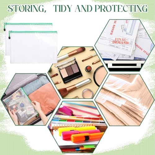 Zhehao 100 Pcs A4 Mesh Zipper Pouch Bag Bulk Green Mesh Pouch with Zipper - Image 5