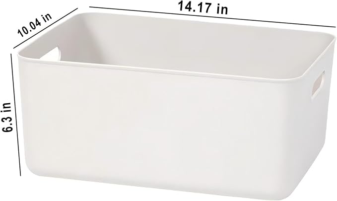 Ytteve Light Grey 2-Pack Large Plastic Storage Bins with Handles, 14.2" x 10" x 6.3" Organizer Containers for Kitchen Pantry, Closet, Bathroom, Office & Cabinet Drawers - Image 2