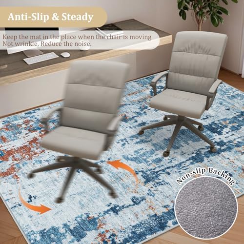 Office Chair Mat for Hardwood Floor, 48"x36" Easy Glide Computer Chair Mat Protector for Rolling Chair Under Desk Rug Nonslip Backing, Machine Wash - Image 5