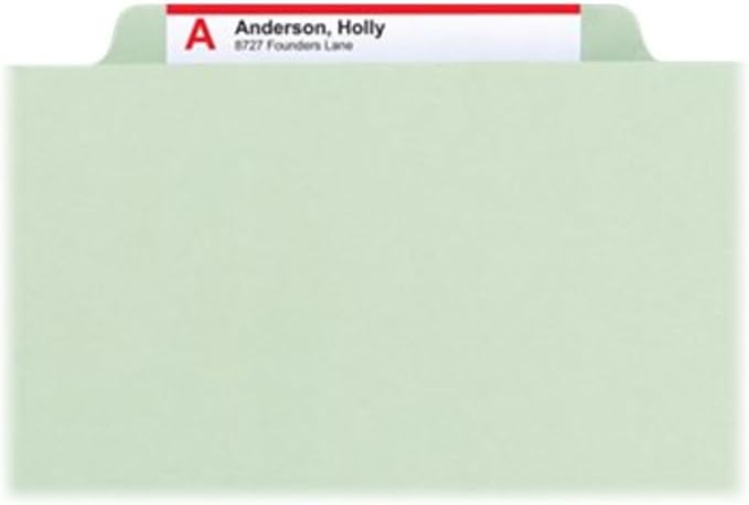 Smead 100% Recycled Pressboard Classification File Folder, 2 Dividers, 2" Expansion, Letter Size, Gray/Green, 10 per Box (14023) - Image 5