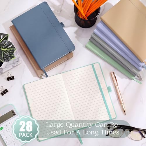 Laumoi 28 Pack A5 PU Leather Lined Notebook Journal, Classic Color,Simple - Image 4