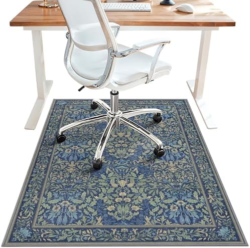 48"x60" Office Chair Mat for Hardwood Floor, Non-Slip Washable Dark Blue by BESBLEE