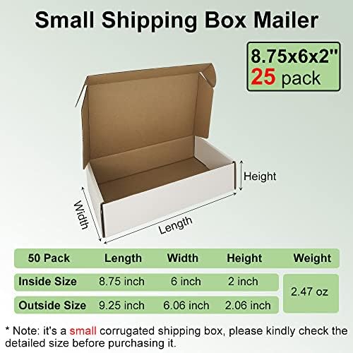9x6x2'' Small Shipping Boxes 25 Pack, White Corrugated Cardboard Literature Mailers, Mailing Packaging Supplies for Small Business (W962-25) - Image 2