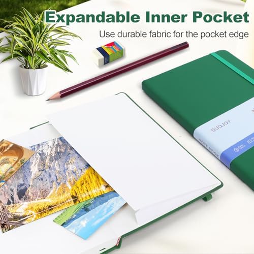 SUQJOY Lined Journal Notebooks, 6 Pack 160 Pages, 5.5x 8.2-Inch Journals for Women Men, Hardcover Notebook with 100 gsm Thick Paper, A5 Size College Ruled Notebook for Writing/Travel/Work (Green-6 Pack) - Image 5