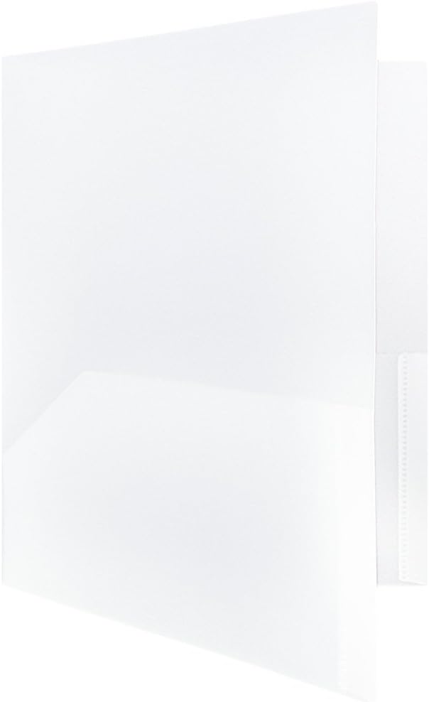 JAM PAPER Plastic Color POP Folders - 2 Pocket Durable Folders with Metal Prongs Fastener Clasps - Clear - Bulk 96/Pack - Image 4