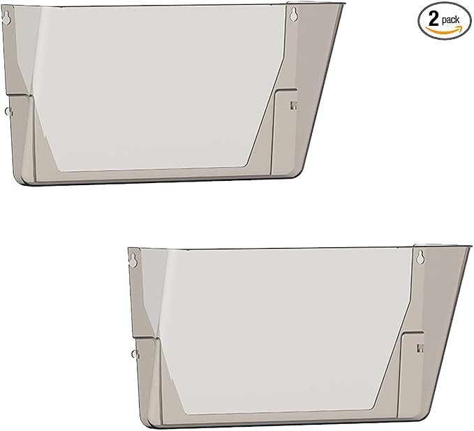 Gawerk Clear Acrylic Single Pocket, Plastic Hanging Wall Mount File Holder for Office Home (Gray, 2 Pack) by Gawerk
