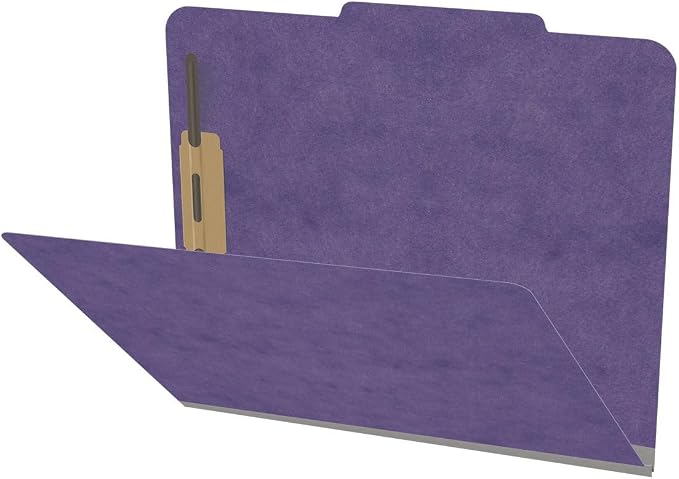 25 Pt. Pressboard Classification Folders, 2/5 Cut ROC Top Tab, Letter Size, No Dividers, Purple (Box of 25) by Ecom+Folders