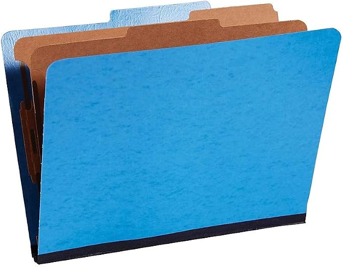 Staples Moisture‑Resistant Classification Folder, Letter Size, 2 Dividers, 2/5‑Cut Top Tab, Blue, Durable Construction, 10/Box - Image 3