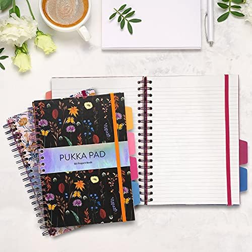 Pukka Pad 5 Subject Spiral Notebook 3-Pack - 200 Pages, 100 Sheets of 80GSM Paper with Repositionable Dividers & Perforated Edges for School & Office Planning & Organization - B5-7 X 10, Bloom - Image 6