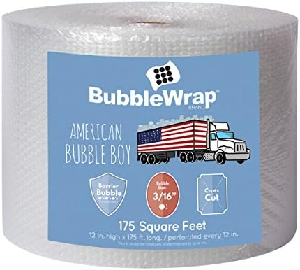 Bubble Wrap Roll 175', small bubble wrap 3/16 cushioning, 175ft perforated Every 12" Made in the USA by American Bubble Boy for packing, moving, wrapping of glassware, dishes, furniture and more! by AmericanBubbleBoy