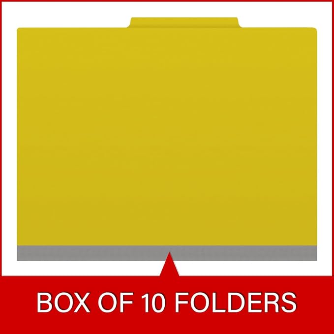 25 Pt. Pressboard Classification Folders, 2/5 Cut ROC Top Tab, Letter Size, 1 Divider, Yellow (Box of 10) - Image 6